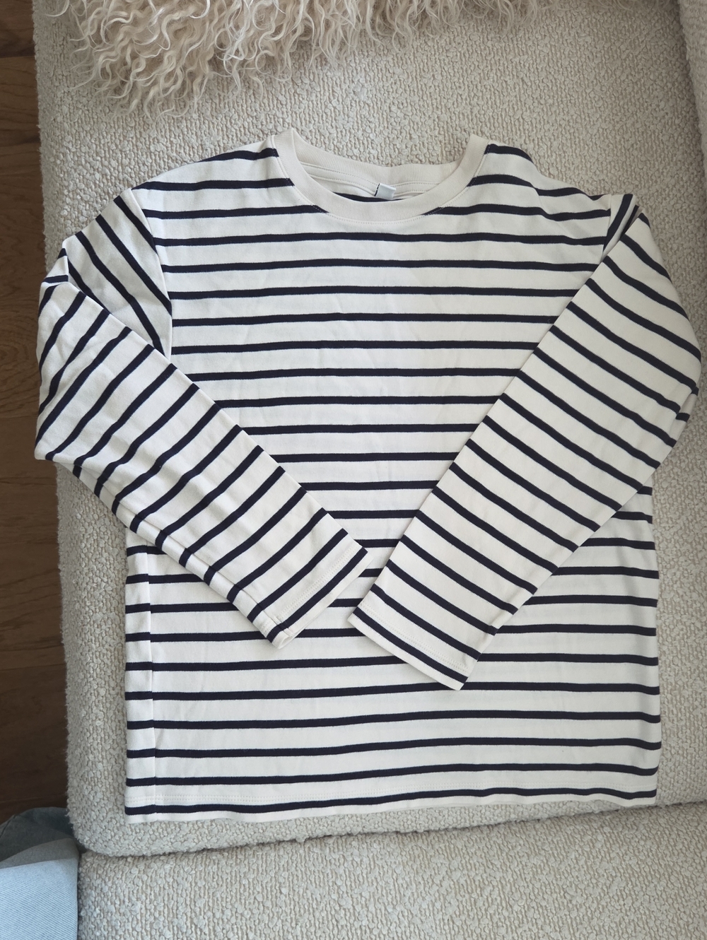 Uniqlo Kids Long-Sleeve Striped Tee - White & Navy